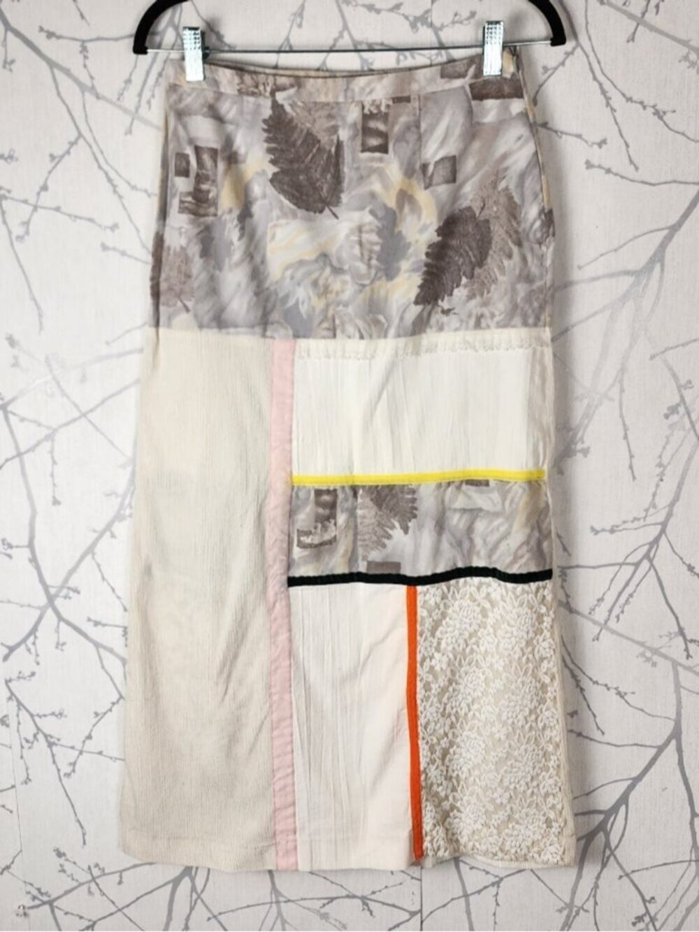 Gerard Feraud Mixed Fabric Patchwork Long Pencil Skirt